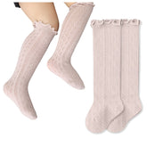 Baby Knee High Socks for Baby Soft Cotton Non-Slip and Stylish Designs (Pink)