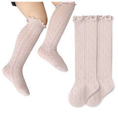 Baby Knee High Socks for Baby Soft Cotton Non-Slip and Stylish Designs (Pink)