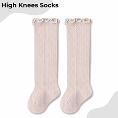 Baby Knee High Socks for Baby Soft Cotton Non-Slip and Stylish Designs (Pink)