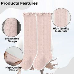 Baby Knee High Socks for Baby Soft Cotton Non-Slip and Stylish Designs (Pink)