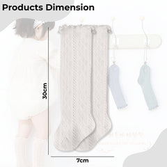 Baby Knee High Socks for Baby Soft Cotton Non-Slip and Stylish Designs (White)