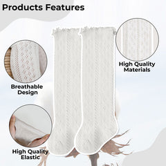 Baby Knee High Socks for Baby Soft Cotton Non-Slip and Stylish Designs (White)