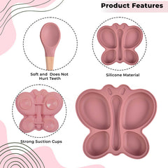 Baby Feeding Essential Baby Dinner Set Infant Training Eating Utensils-Blush Pink