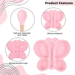 Baby Feeding Essential Baby Dinner Set Infant Training Eating Utensils-Light Pink