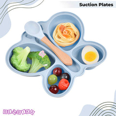 Baby Feeding Essential Baby Dinner Set Infant Training Eating Utensils-Sky Blue