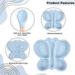 Baby Feeding Essential Baby Dinner Set Infant Training Eating Utensils-Sky Blue