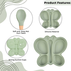 Baby Feeding Essential Baby Dinner Set Infant Training Eating Utensils-Sage