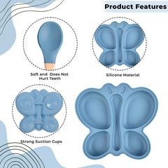 Baby Feeding Essential Baby Dinner Set Infant Training Eating Utensils-Blue