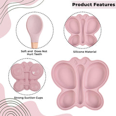 Baby Feeding Essential Baby Dinner Set Infant Training Eating Utensils-Pink