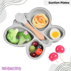 Baby Feeding Essential Baby Dinner Set Infant Training Eating Utensils-Grey