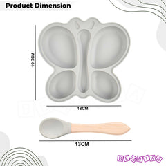 Baby Feeding Essential Baby Dinner Set Infant Training Eating Utensils-Grey