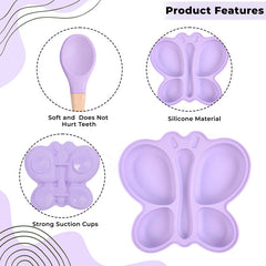Baby Feeding Essential Baby Dinner Set Infant Training Eating Utensils-Purple