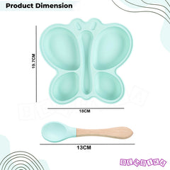 Baby Feeding Essential Baby Dinner Set Infant Training Eating Utensils-Sea Green