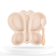 Baby Feeding Essential Baby Dinner Set Infant Training Eating Utensils-Beige