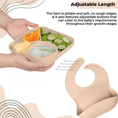 Baby Feeding Essential Baby Dinner Set Infant Training Eating Utensils (Beige)