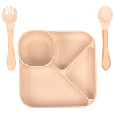 Baby Feeding Essential Baby Dinner Set Infant Training Eating Utensils (Beige)