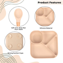 Baby Feeding Essential Baby Dinner Set Infant Training Eating Utensils (Beige)