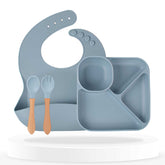 Baby Feeding Essential Baby Dinner Set Infant Training Eating Utensils (Light Blue)