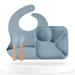 Baby Feeding Essential Baby Dinner Set Infant Training Eating Utensils (Light Blue)