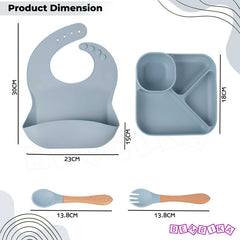 Baby Feeding Essential Baby Dinner Set Infant Training Eating Utensils (Light Blue)