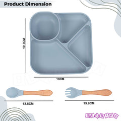 Baby Feeding Essential Baby Dinner Set Infant Training Eating Utensils (Blue)