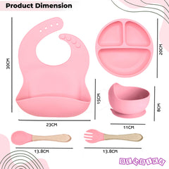 Baby Feeding Essential Baby Dinner Set Infant Training Eating Utensils (Light Pink)
