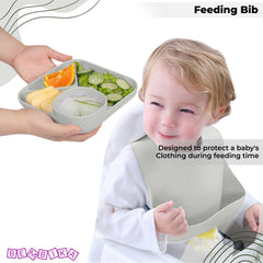 Baby Feeding Essential Baby Dinner Set Infant Training Eating Utensils (Grey)