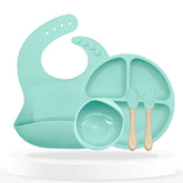 Baby Feeding Essential Baby Dinner Set Infant Training Eating Utensils (Sea Green)