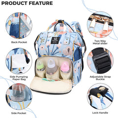 Mother Backpack for Baby Feeding and Nursing (Blue)