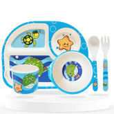 Baby Feeding Essential Baby Dinner Set Infant Training Eating Utensils (Blue Puffer Fish 5 Pcs)