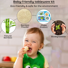 Baby Feeding Essential Baby Dinner Set Infant Training Eating Utensils (Blue Puffer Fish 5 Pcs)