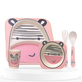 Baby Feeding Essential Baby Dinner Set Infant Training Eating Utensils (Pink Zebra 5Pcs)