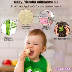 Baby Feeding Essential Baby Dinner Set Infant Training Eating Utensils (Pink Zebra 5Pcs)