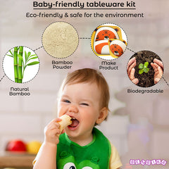 Baby Feeding Essential Baby Dinner Set Infant Training Eating Utensils (Yellow Cute Tiger 5Pcs)