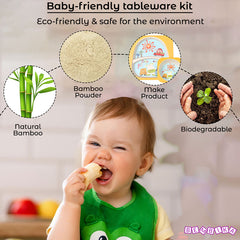 Baby Feeding Essential Baby Dinner Set Infant Training Eating Utensils (Yellow Zebra 5Pcs)