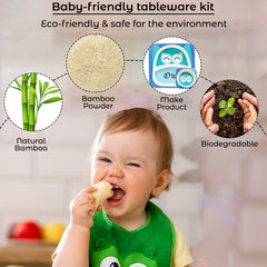 Baby Feeding Essential Baby Dinner Set Infant Training Eating Utensils-Cute Owl