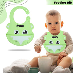 Adjustable Feeding Bib Apron for Baby Feeding (Green)