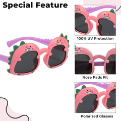 Kids Sunglasses Stylish and Compact Kids Eyewear for Summer (Pink)