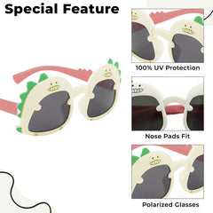 Kids Sunglasses Stylish and Compact Kids Eyewear for Summer (White)