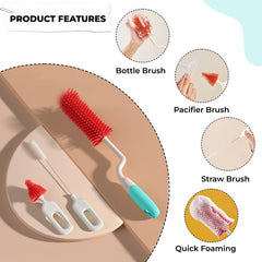 Silicone Baby Milk Bottle Cleaning Brush (Red)