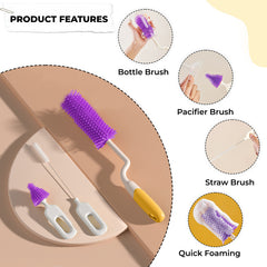 Silicone Baby Milk Bottle Cleaning Brush (Yellow)