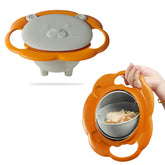 Baby AntiScalding and AntiFall Food Bowl with Perfect 360° Degree Rotating (Grey)