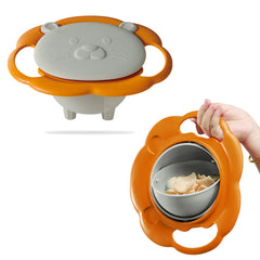 Baby AntiScalding and AntiFall Food Bowl with Perfect 360° Degree Rotating (Grey)