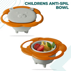 Baby AntiScalding and AntiFall Food Bowl with Perfect 360° Degree Rotating (Grey)