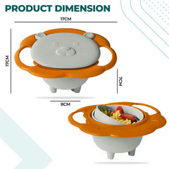Baby AntiScalding and AntiFall Food Bowl with Perfect 360° Degree Rotating (Grey)