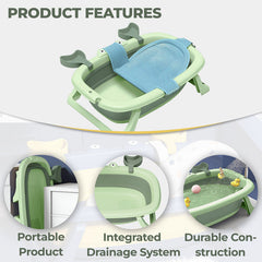 Foldable Baby Bath Tub for Infant Bath (Green)