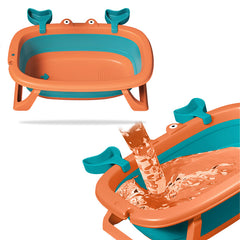 Foldable Baby Bath Tub for Infant Bath (Orange)