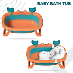 Foldable Baby Bath Tub for Infant Bath (Orange)