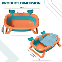 Foldable Baby Bath Tub for Infant Bath (Orange)