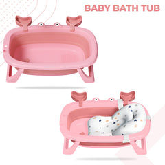 Foldable Baby Bath Tub for Infant Bath (Pink)
